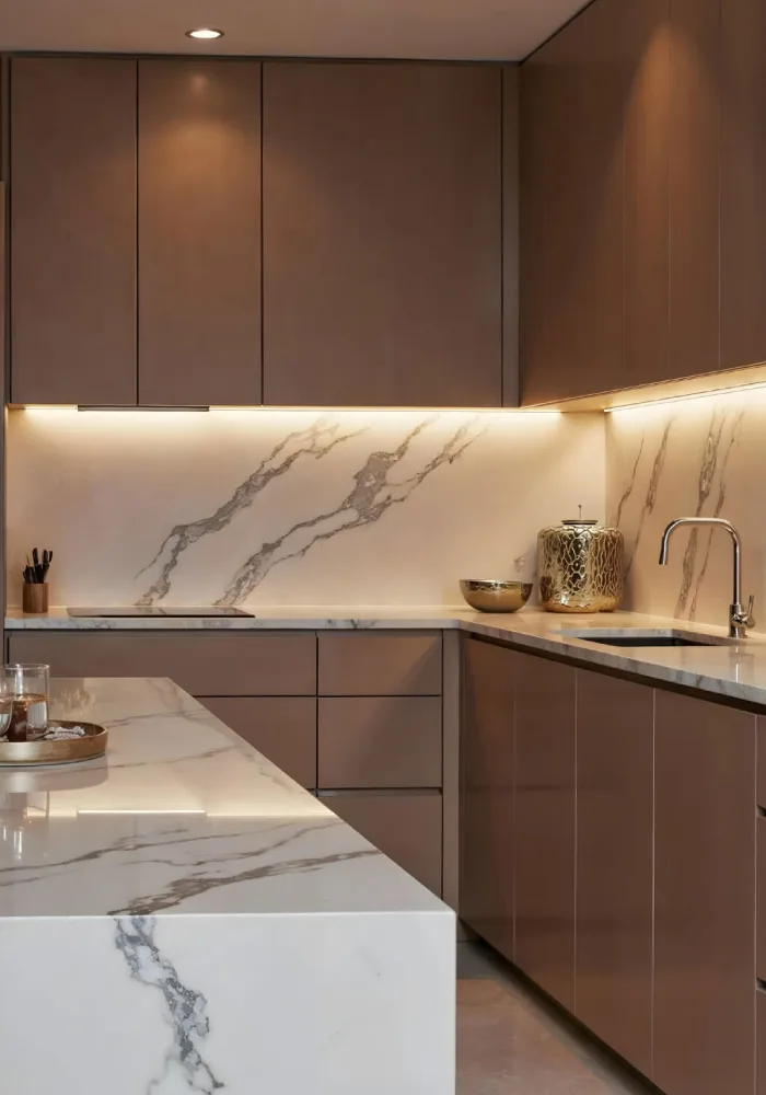 Mesada de mármol para cocina moderna